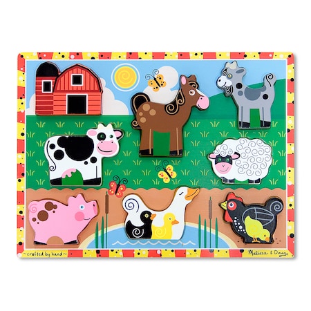Melissa & Doug Farm Animals Chunky Puzzle, 9in x 12in, 8 Pieces 3723